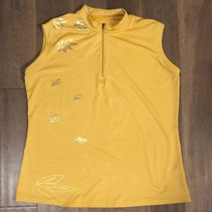 Lopez Desert Dry golf shirt top gold 1/4 zip sleeveless shadow pattern
